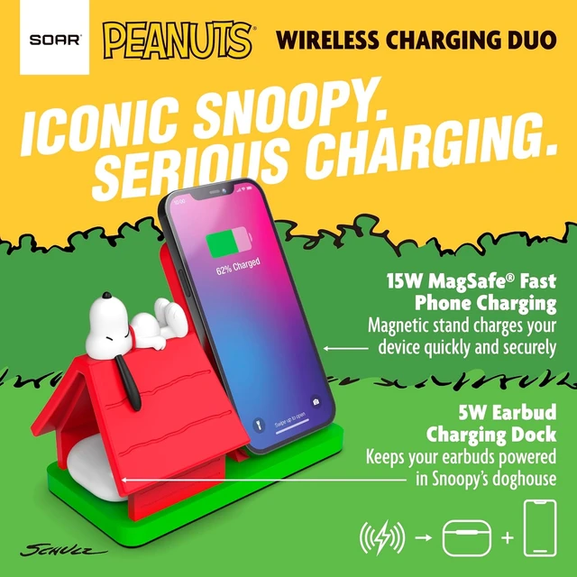 Alt view image 4 of 7 - Peanuts Snoopy Wireless Charging Station- Red Dog House