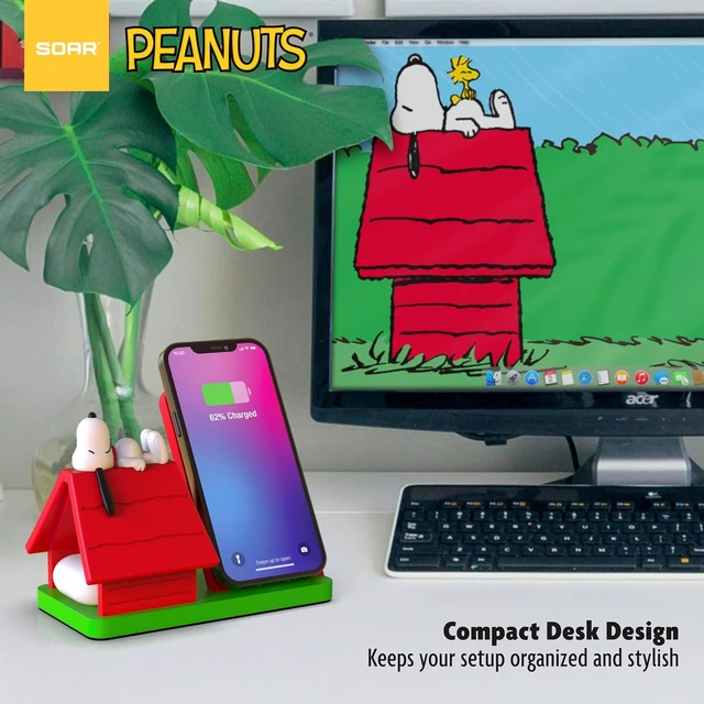 Alt view image 6 of 7 - Peanuts Snoopy Wireless Charging Station- Red Dog House