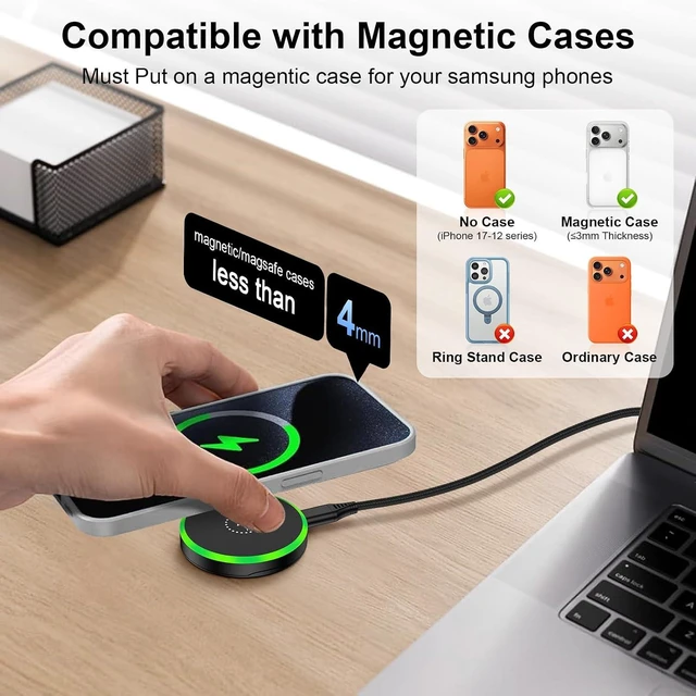 Alt view image 5 of 7 - 25W Magnetic Wireless Charger Pad for S26 Ultra S26+ S26 S25 Ultra