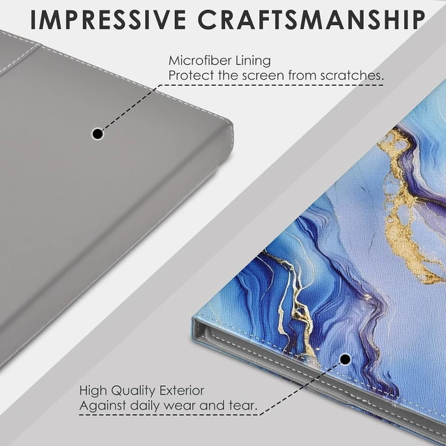 Alt view image 4 of 7 - Universal 9 10.1 11 Inch Tablet Case PU Leather Blue Marble