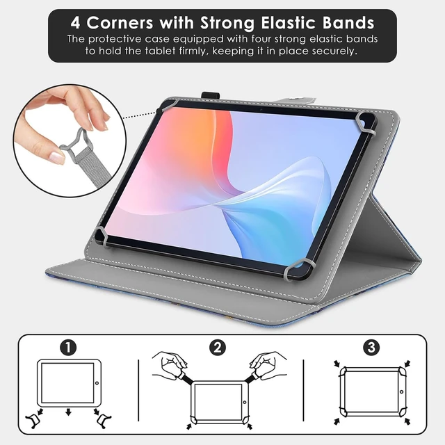 Alt view image 6 of 7 - Universal 9 10.1 11 Inch Tablet Case PU Leather Blue Marble