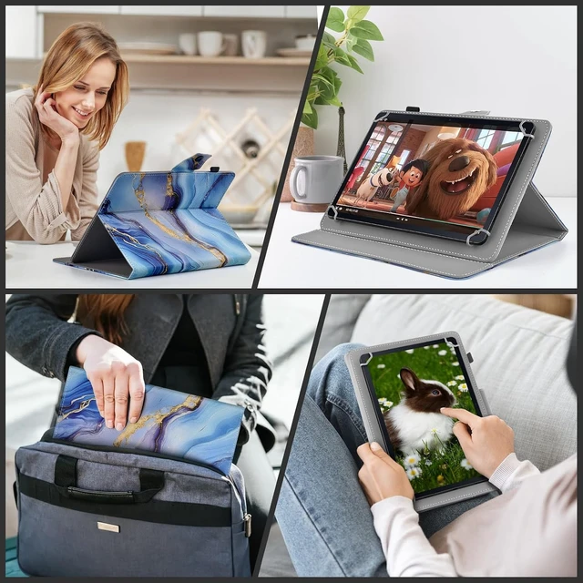 Alt view image 7 of 7 - Universal 9 10.1 11 Inch Tablet Case PU Leather Blue Marble