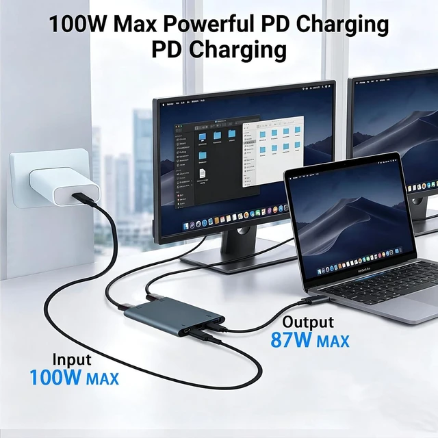 Alt view image 6 of 7 - USB C to Dual HDTV Adapter 4K@60Hz USB C Hub Multiport Adapter