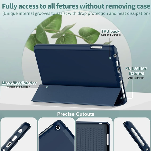Alt view image 6 of 7 - All-New Fire HD 8 & 8 Plus Tablet Case (12th/10th Generation 2024/2022/2020) Smart Trifold Stand Cover with Soft TPU Back and Auto Wake/Sleep Also for 8in Nokia-Navy Blue