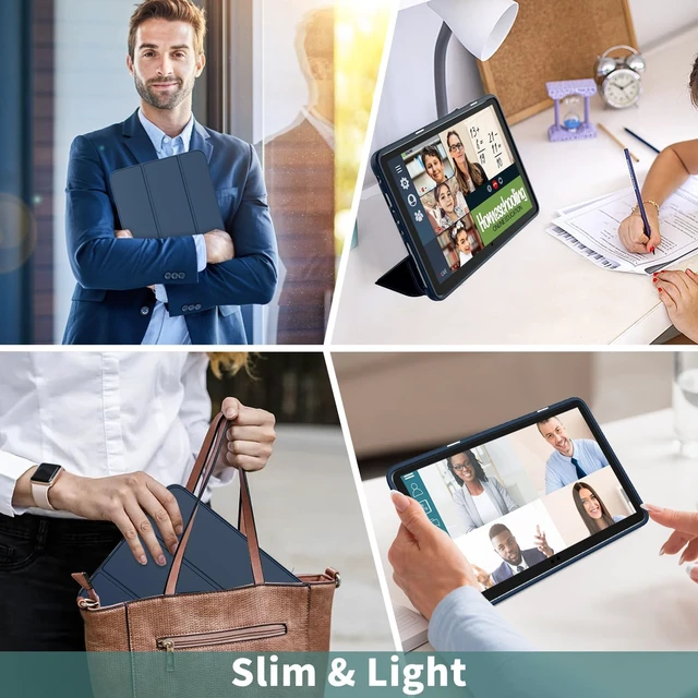 Alt view image 7 of 7 - All-New Fire HD 8 & 8 Plus Tablet Case (12th/10th Generation 2024/2022/2020) Smart Trifold Stand Cover with Soft TPU Back and Auto Wake/Sleep Also for 8in Nokia-Navy Blue