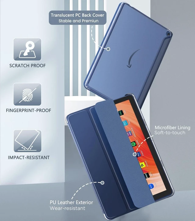 Alt view image 3 of 7 - Case for Kindle Fire HD 10 Tablet 13th Gen 2023 Navy Blue