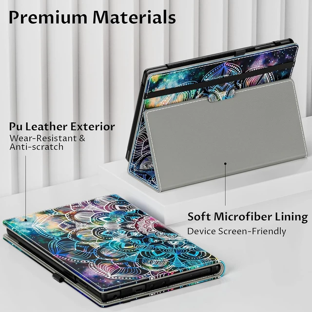 Alt view image 7 of 7 - Case for 2023/2021 Release Kindle Fire HD 10 Tablet (13th/11th Generation) and Fire HD 10 Plus 10.1 - Slim Folding Stand Folio Cover with Auto Wake/Sleep & Hand Strap Mandala