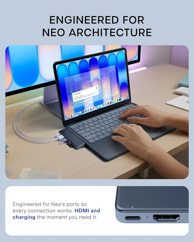 Alt view image 2 of 7 - 6-in-2 USB-C Snap Hub 4K/60Hz HDMI for MacBook Neo Indigo