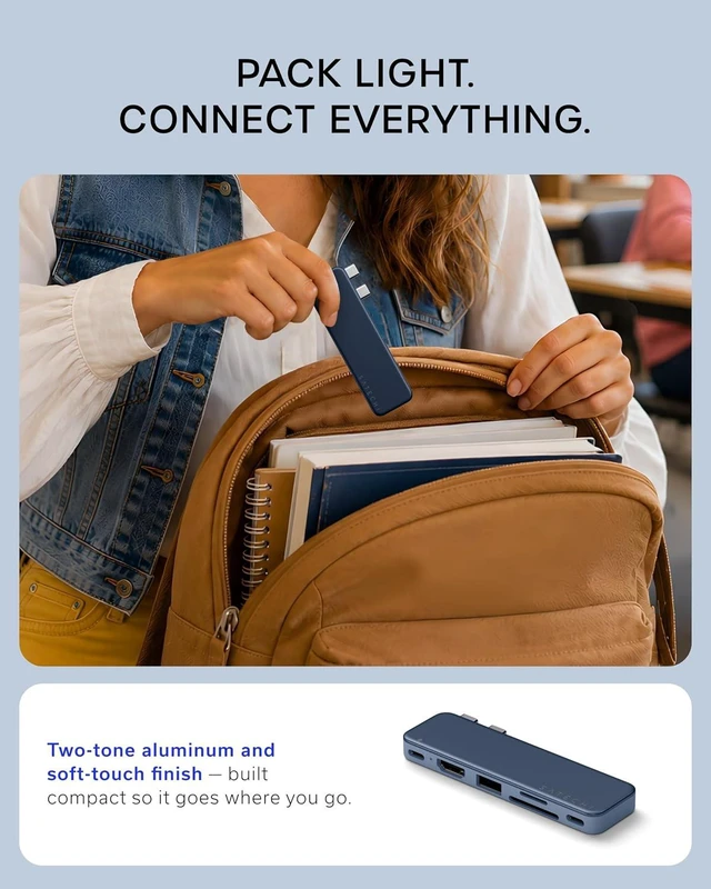Alt view image 6 of 7 - 6-in-2 USB-C Snap Hub 4K/60Hz HDMI for MacBook Neo Indigo
