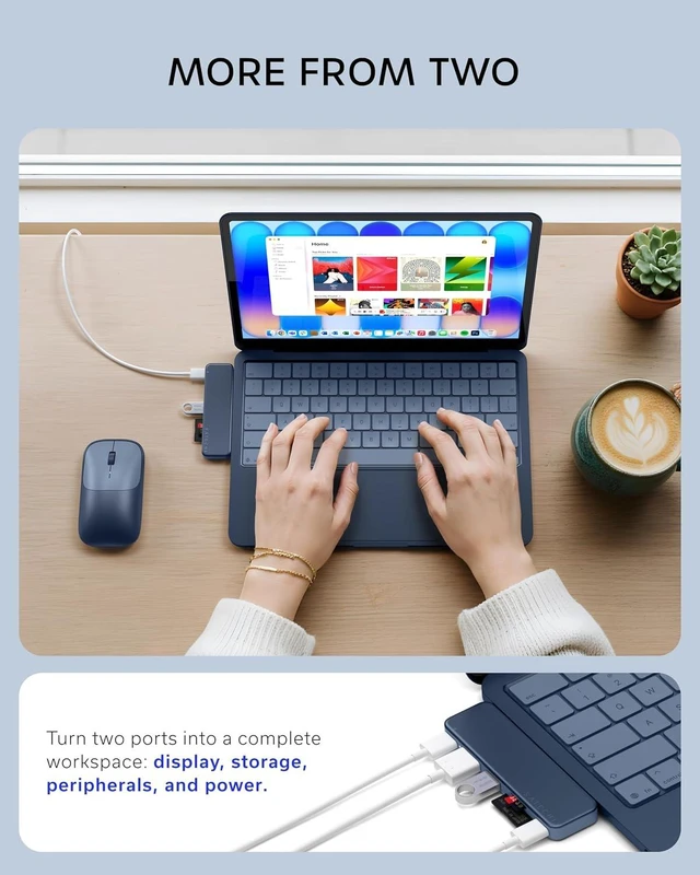 Alt view image 5 of 7 - 6-in-2 USB-C Snap Hub 4K/60Hz HDMI for MacBook Neo Indigo