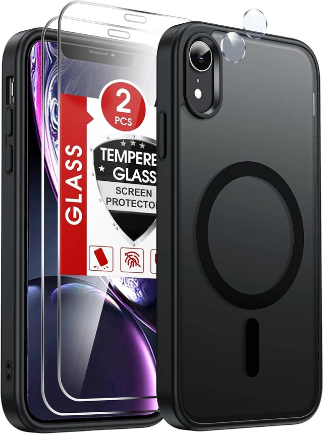 Main image of for iPhone-XR Phone Case with Screen Protector X2 Camera Cover Black