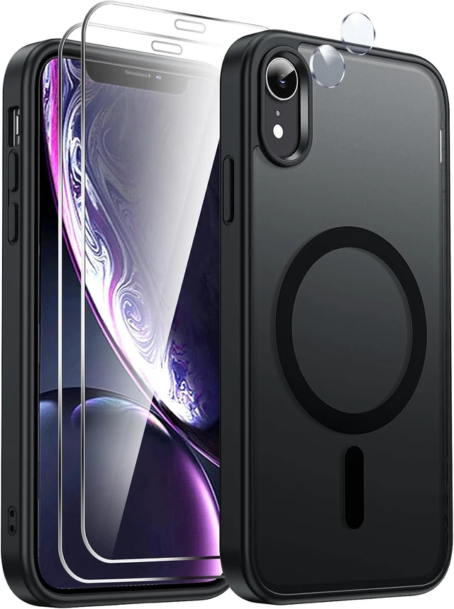 Alt view image 7 of 7 - for iPhone-XR Phone Case with Screen Protector X2 Camera Cover Black