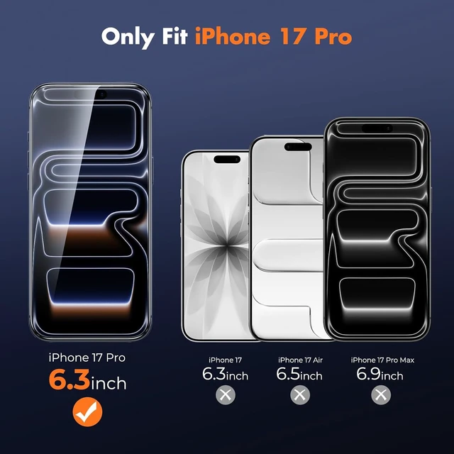 Alt view image 5 of 7 - 3-Pack Screen Protector for iPhone 17 Pro Full Coverage
