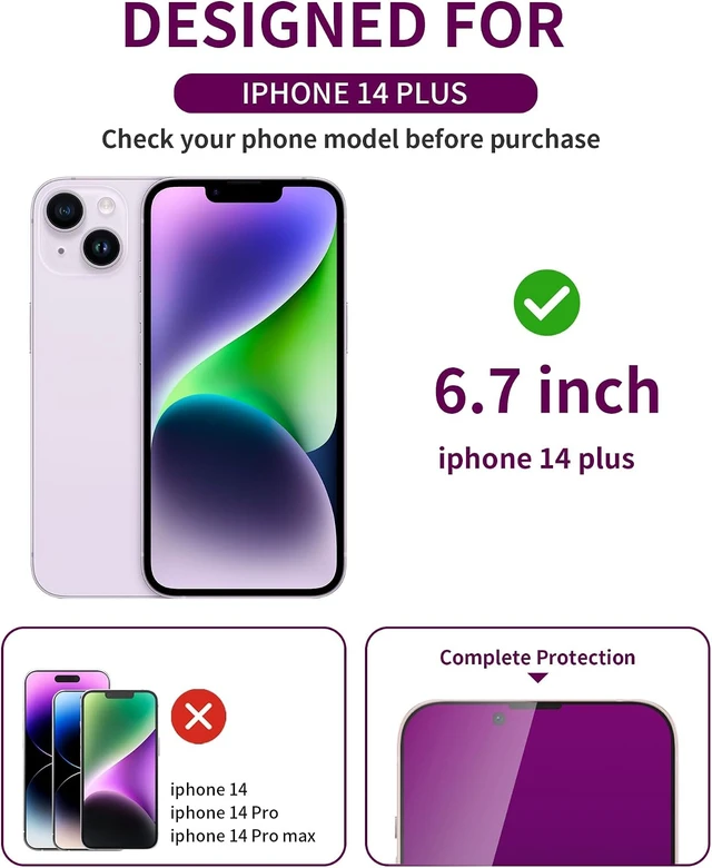 Alt view image 2 of 6 - 2 Pack Privacy Screen Protector for iPhone 13 Pro Max/14 Plus