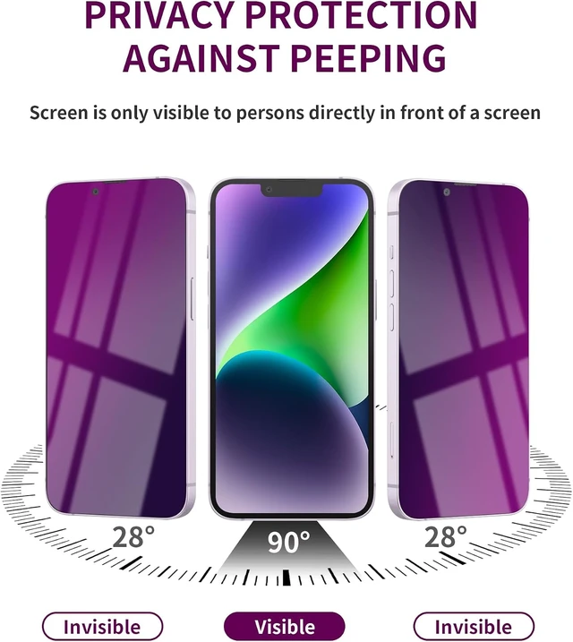 Alt view image 3 of 6 - 2 Pack Privacy Screen Protector for iPhone 13 Pro Max/14 Plus