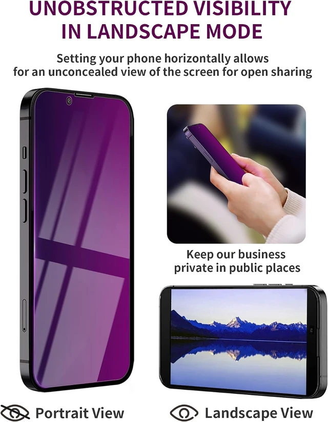Alt view image 6 of 6 - 2 Pack Privacy Screen Protector for iPhone 13 Pro Max/14 Plus