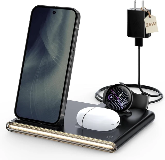Main image of 3 in 1 Foldable Wireless Fast Charging Station for Google Pixel Watch 5/4