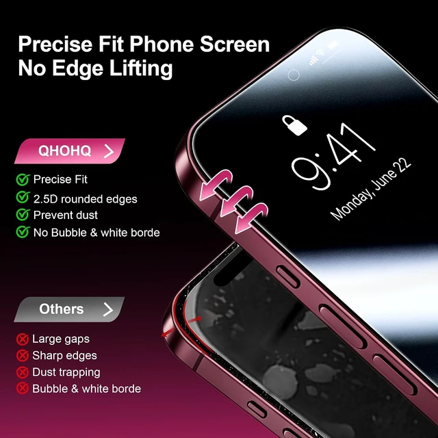 Alt view image 5 of 7 - for iPhone 18 Pro Max Privacy Screen Protector 9H+ Tempered Glass