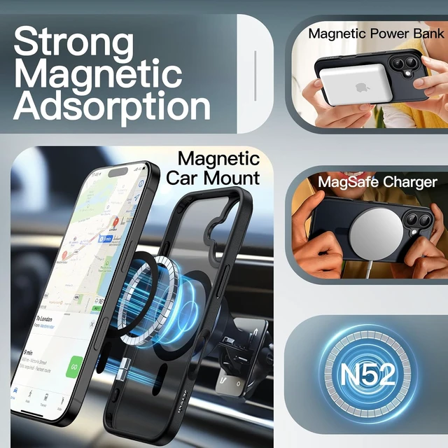 Alt view image 3 of 7 - Magnetic Matte Case for iPhone 17 Black