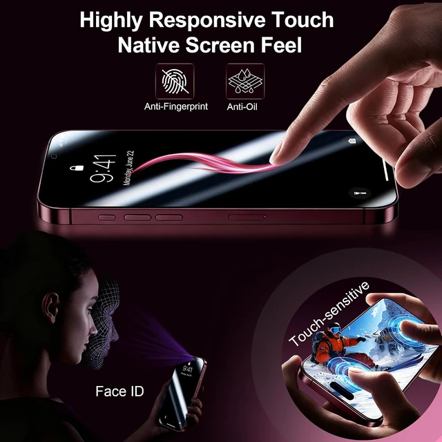 Alt view image 6 of 7 - for iPhone 18 Pro Max Privacy Screen Protector 9H+ Tempered Glass