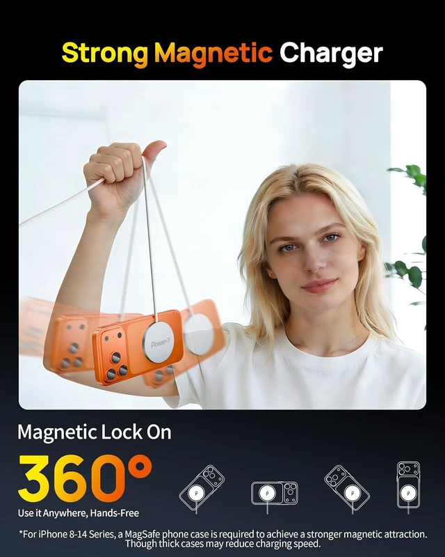 Alt view image 4 of 7 - for iPhone 18 Pro Max Duo 17 16 15 MagSafe Charger 25W 6FT Wireless Charger