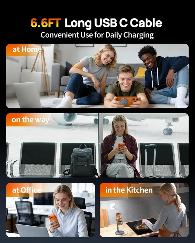 Alt view image 7 of 7 - for iPhone 18 Pro Max Duo 17 16 15 MagSafe Charger 25W 6FT Wireless Charger