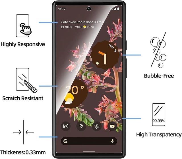 Alt view image 4 of 7 - NEWC for Google Pixel 6 Screen Protector Tempered Glass Bubble Free