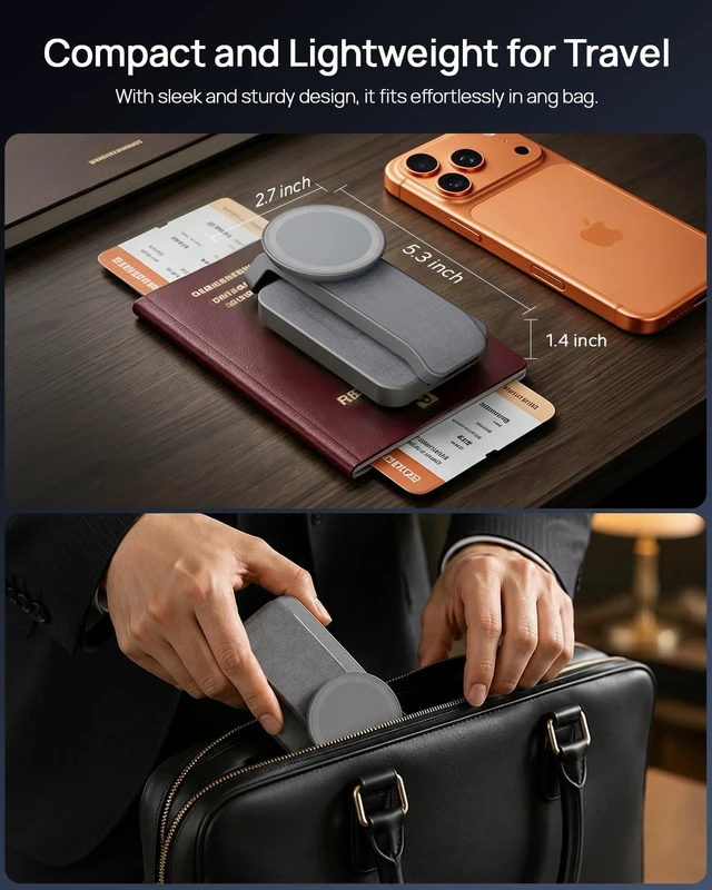 Alt view image 3 of 7 - 3 in 1 Nightstand Wireless Charging Station for MagSafe Bedside Magnetic Charger Stand for iPhone 17 16 15 14 Foldable Travel Phone and Watch Dock with Night Light for Watch/AirPods