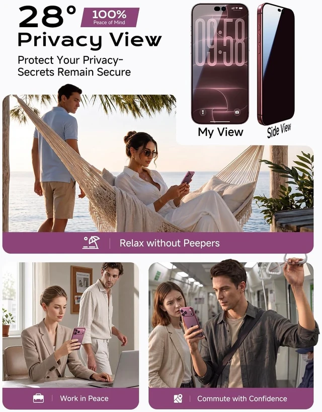 Alt view image 3 of 7 - Privacy for iPhone 18 Pro Max Screen Protector 6.9 inch