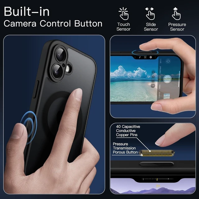 Alt view image 3 of 7 - Magnetic Matte Case for iPhone 16 Black