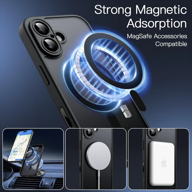 Alt view image 4 of 7 - Magnetic Matte Case for iPhone 16 Black