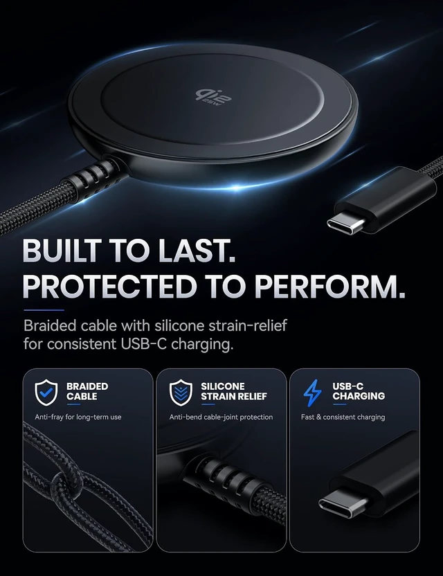 Alt view image 7 of 7 - MagSafe Wireless Charger 6Ft 25W Magnetic Fast Charging Pad for