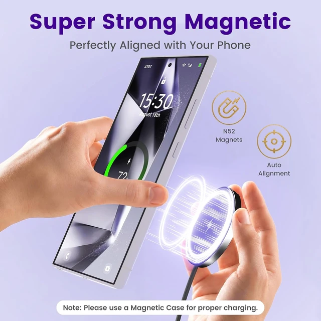 Alt view image 5 of 7 - Wireless Charger for & Android 15W Magnetic Fast Charging Pad
