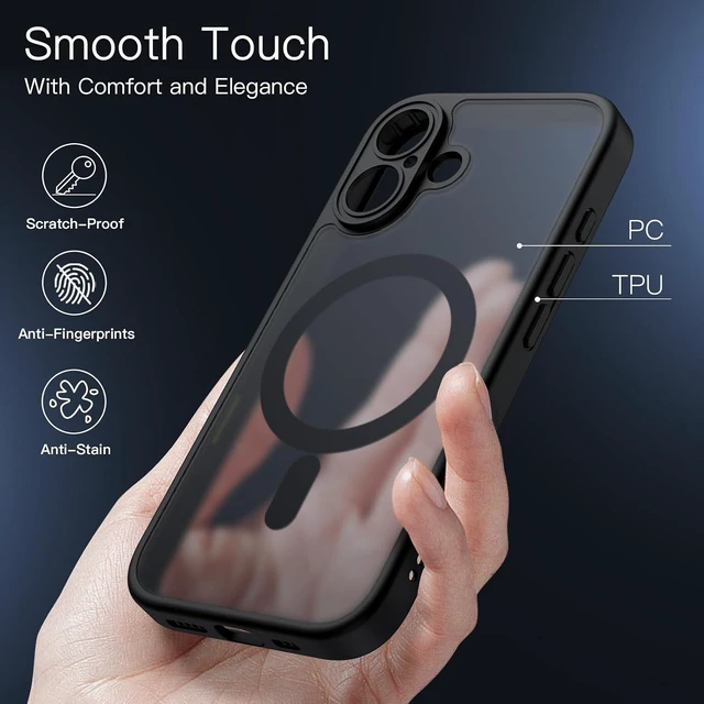 Alt view image 6 of 7 - Magnetic Matte Case for iPhone 16 Black