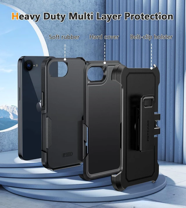 Alt view image 4 of 7 - for iPhone 17e/16e Case with 360 Rotatable Belt-Clip Holster