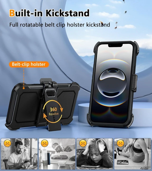 Alt view image 6 of 7 - for iPhone 17e/16e Case with 360 Rotatable Belt-Clip Holster