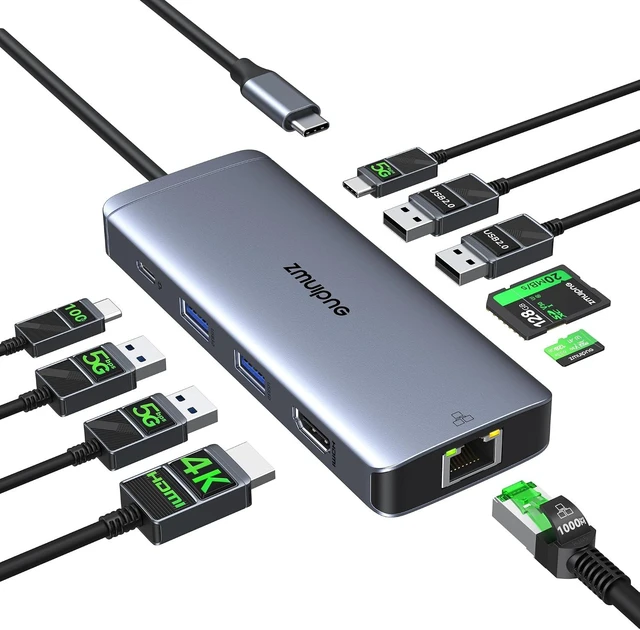 Main image of USB C Hub Ethernet USB-C Adapters for MacBook Pro/Air with HDMI 4K@60Hz
