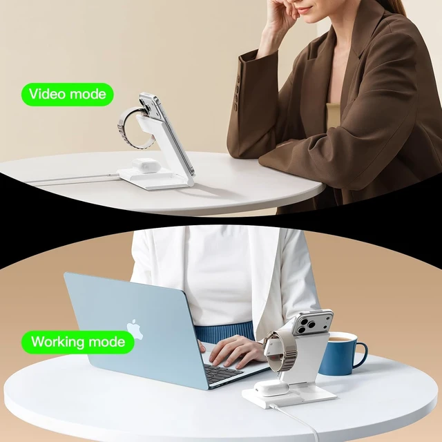 Alt view image 4 of 7 - New Travel Portable Wireless Charger: for Charging Station 3 in 1 Charger Stand Multiple Devices for - iPhone 17 16 15 14 Pro Max 13 12 11 - Watch 2-11 SE Ultra Series - Airpods 4 3 2 Pro