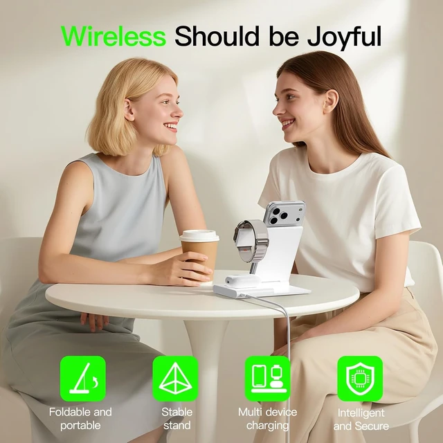 Alt view image 5 of 7 - New Travel Portable Wireless Charger: for Charging Station 3 in 1 Charger Stand Multiple Devices for - iPhone 17 16 15 14 Pro Max 13 12 11 - Watch 2-11 SE Ultra Series - Airpods 4 3 2 Pro