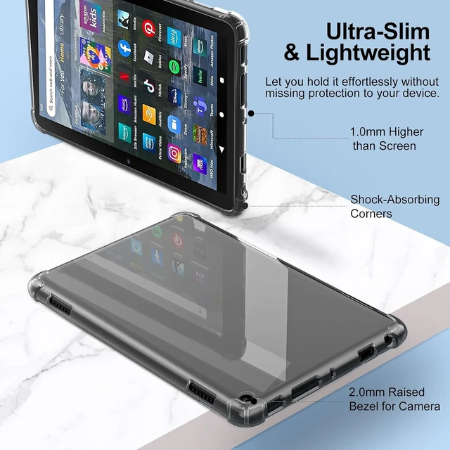 Alt view image 3 of 7 - Clear Case for Fire HD 8 & 8 Plus Tablet 8 (2022/2024 Release) Soft Flexible TPU Back Cover Shell for 8 Plus Tablet Transparent