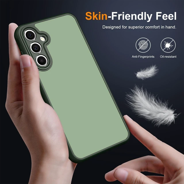 Alt view image 2 of 7 - for Galaxy A16 5G Case Matte Dual-Tone Non-Slip Anti-Fingerprint Slim Design with Screen Protector Hybrid Soft TPU Bumper Hard PC Back Protective Phone case for Galaxy A16 5G Green