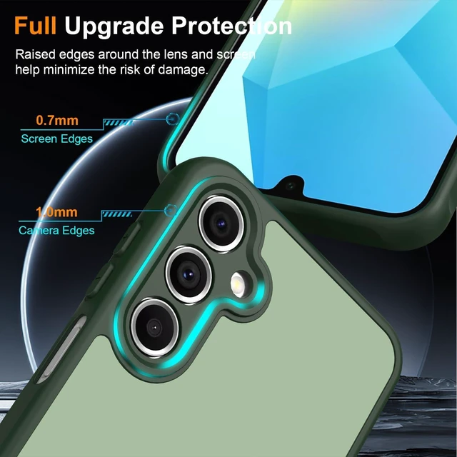 Alt view image 3 of 7 - for Galaxy A16 5G Case Matte Dual-Tone Non-Slip Anti-Fingerprint Slim Design with Screen Protector Hybrid Soft TPU Bumper Hard PC Back Protective Phone case for Galaxy A16 5G Green