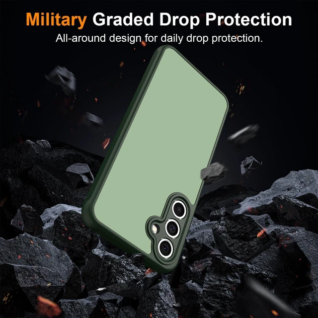 Alt view image 4 of 7 - for Galaxy A16 5G Case Matte Dual-Tone Non-Slip Anti-Fingerprint Slim Design with Screen Protector Hybrid Soft TPU Bumper Hard PC Back Protective Phone case for Galaxy A16 5G Green