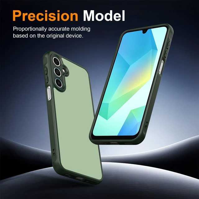 Alt view image 6 of 7 - for Galaxy A16 5G Case Matte Dual-Tone Non-Slip Anti-Fingerprint Slim Design with Screen Protector Hybrid Soft TPU Bumper Hard PC Back Protective Phone case for Galaxy A16 5G Green