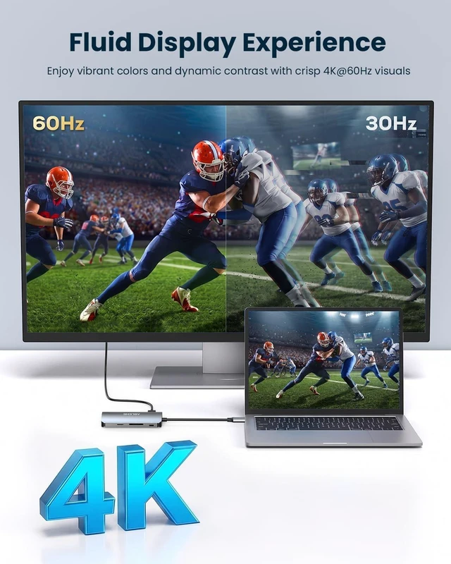 Alt view image 2 of 7 - USB C Hub Ethernet 8-in-1 Multiport USB C to HDMI Hub 4K@60Hz 1000Mbps 100W PD 3 USB 3.0 Ports Docking Station Compatible with MacBook Pro/Air Tablet Phone Type C Devices