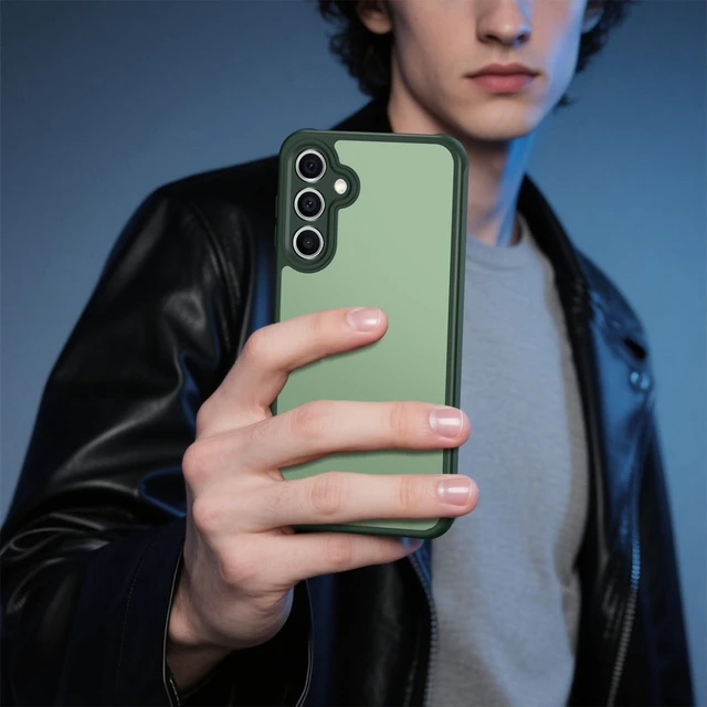 Alt view image 7 of 7 - for Galaxy A16 5G Case Matte Dual-Tone Non-Slip Anti-Fingerprint Slim Design with Screen Protector Hybrid Soft TPU Bumper Hard PC Back Protective Phone case for Galaxy A16 5G Green