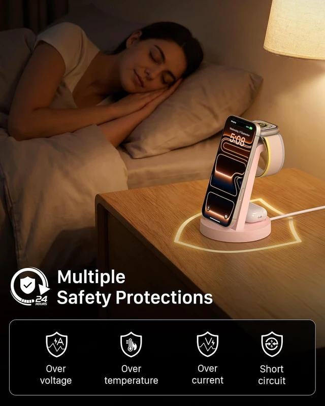 Alt view image 7 of 7 - 3 in 1 Charging Station - Wireless Charger for Multiple Devices