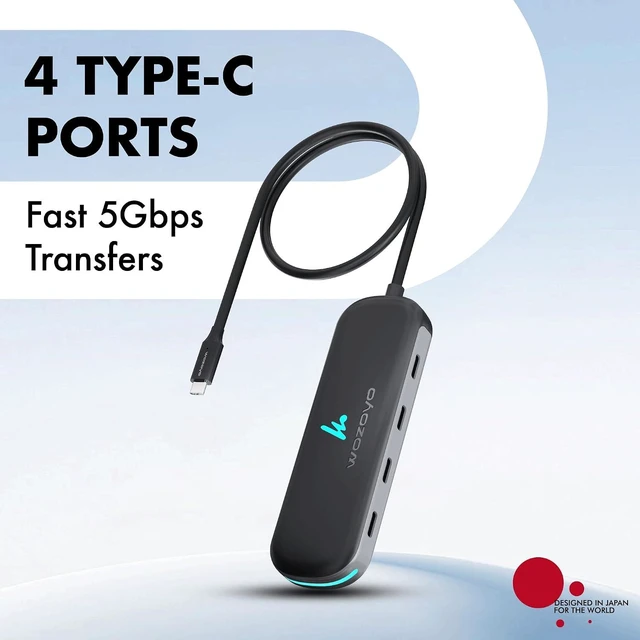 Alt view image 2 of 7 - Type C to 4 in 1 Type C Hub 4XType C 5 Gbps Data Transfer Upto 5Gbps Plug & Play Multiport Type C Hub with 30cm Cable Compatible with MacBook Tablet Smartphones and Type C Devices
