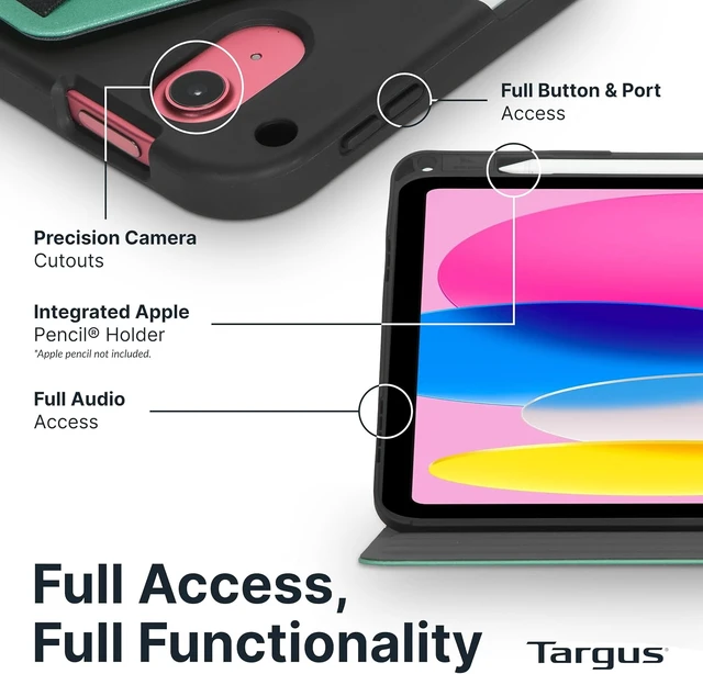 Alt view image 5 of 7 - Click-in Rotating Case for iPad A16 11-Inch & iPad 10th Gen 10.9-Inch Military Grade Protective Folio Case with 360 Rotation Stand Pencil Holder & Elastic Closure Green - THZ96505US