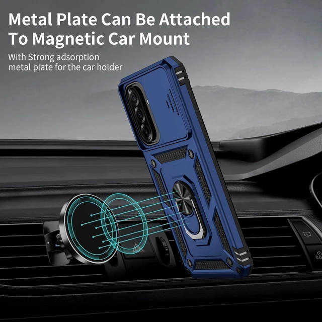 Alt view image 2 of 6 - for Galaxy A37 5G Case with Camera Lens Cover 10 FT Military Grade Drop Protection Magnetic Ring Holder Kickstand Protective Phone Case Navy Blue